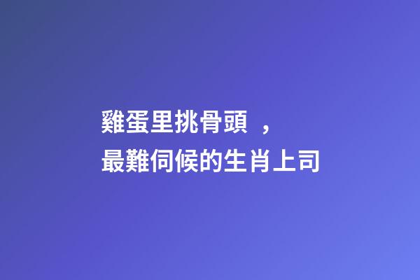 雞蛋里挑骨頭，最難伺候的生肖上司
